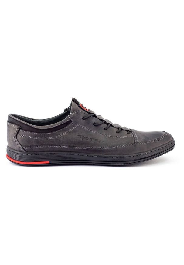 Polbut Buty męskie skórzane casual K22 szare. Okazja: na co dzień. Zapięcie: bez zapięcia. Kolor: szary. Materiał: skóra. Styl: casual
