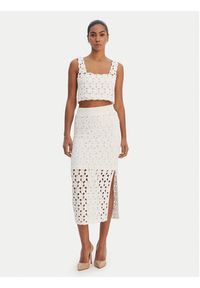 Fracomina Spódnica midi FR26SG4008K488R6 Écru Slim Fit. Materiał: bawełna #5