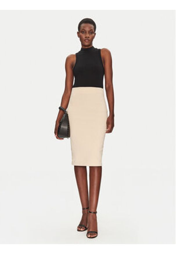 ViCOLO Spódnica ołówkowa TD0093 Beżowy Regular Fit. Kolor: beżowy. Materiał: wiskoza