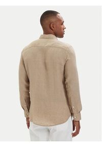 TOMMY HILFIGER - Tommy Hilfiger Koszula MW0MW41530 Beżowy ciemny Regular Fit. Kolor: beżowy. Materiał: len #4