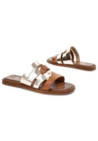 Złote Klapki Lemar Wygodne Buty Na Lato. Okazja: na spacer, na co dzień. Kolor: złoty. Materiał: skóra. Sezon: lato. Styl: klasyczny, casual, elegancki #3