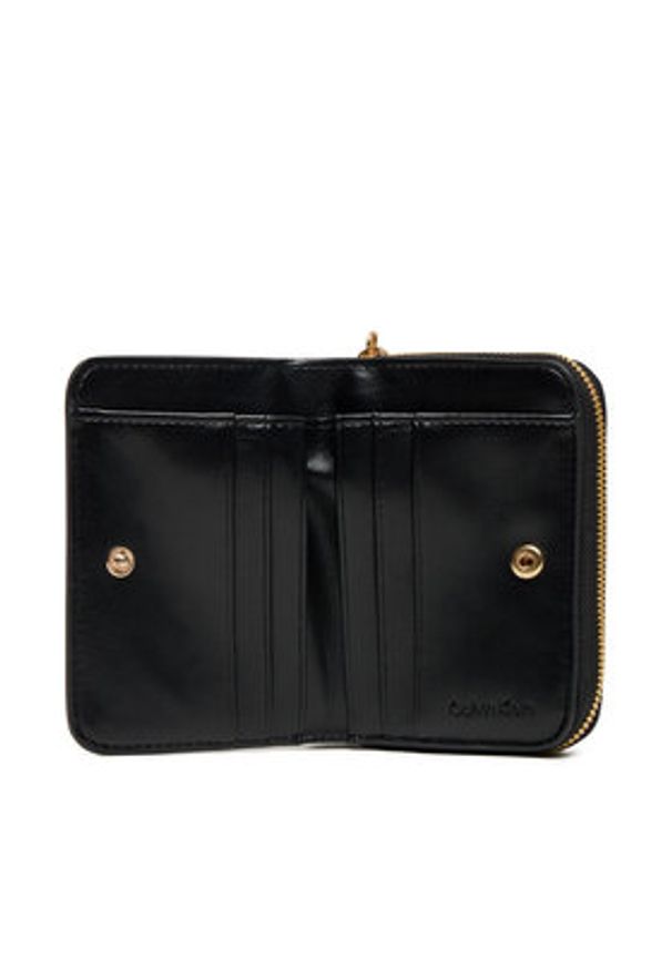 Calvin Klein Portfel Ck Medium Flap Zip Around LV04F1075G Czarny. Kolor: czarny. Materiał: skóra