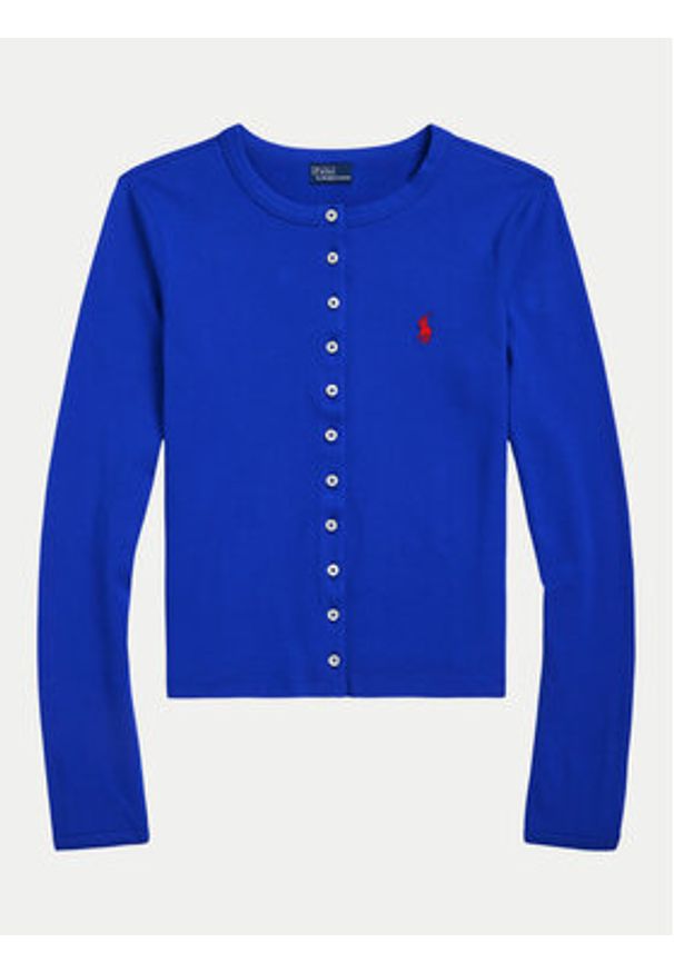 Polo Ralph Lauren Kardigan 211941175007 Niebieski Slim Fit. Typ kołnierza: polo. Kolor: niebieski. Materiał: bawełna
