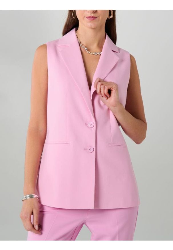 Sinsay - Kamizelka garniturowa z domieszką wiskozy - różowy. Kolor: różowy. Materiał: wiskoza