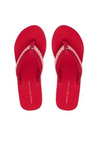 TOMMY HILFIGER - Tommy Hilfiger Japonki Th Wedge Crochet Summer Sandal FW0FW09420 Czerwony. Kolor: czerwony. Materiał: materiał #1