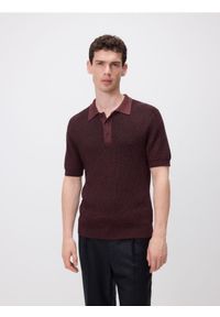 Reserved - Koszulka polo ze strukturalnej dzianiny - wielobarwny. Typ kołnierza: polo. Materiał: dzianina #1
