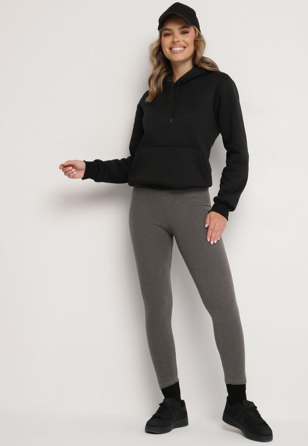 Born2be - Szare Legginsy z Wysokim Stanem i Szeroką Gumką w Talii Seviel. Stan: podwyższony. Kolor: szary. Długość: długie. Styl: elegancki, klasyczny