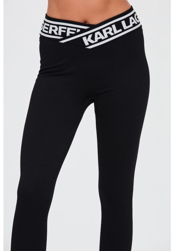 Karl Lagerfeld - KARL LAGERFELD Czarne damskie legginsy, Rozmiar L. Kolor: czarny