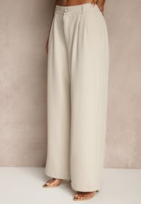 Renee - Jasnobeżowe Spodnie o Szerokim Kroju High Waist Dolarenna. Okazja: na co dzień. Stan: podwyższony. Kolor: beżowy. Styl: elegancki, casual #4