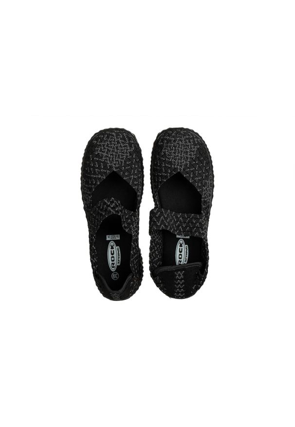 Półbuty Rock Over Spider Black 032015, Czarny, Materiał. Zapięcie: pasek. Kolor: czarny. Materiał: tkanina. Szerokość cholewki: normalna. Sezon: lato, wiosna. Styl: rockowy