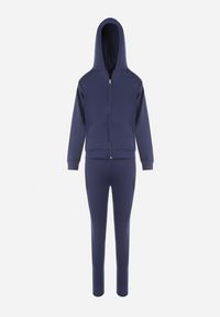 Born2be - Granatowy Komplet Sportowy 3-częściowy Bluza Legginsy i Top Fika. Kolor: niebieski. Sport: turystyka piesza #2