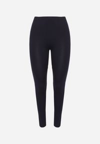Born2be - Granatowe Bawełniane Legginsy z Gumką w Pasie Mevora. Okazja: na co dzień. Kolekcja: plus size. Kolor: niebieski. Materiał: bawełna. Styl: klasyczny, casual