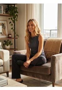 Sinsay - Gładki top bez rękawów - niebieski. Kolor: niebieski. Długość rękawa: bez rękawów. Wzór: gładki