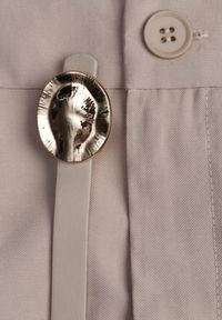 Renee - Beżowa Rozkloszowana Spódnica z Wiskozy Zdobiona Plisami i Paskiem Durklea. Okazja: na co dzień. Kolor: beżowy. Materiał: wiskoza. Wzór: aplikacja. Styl: casual, elegancki #4