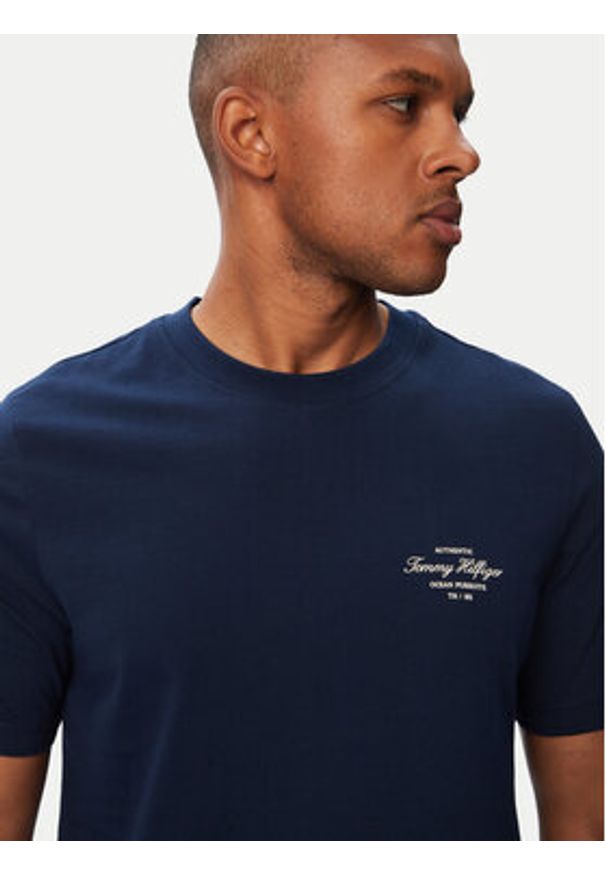 TOMMY HILFIGER - Tommy Hilfiger T-Shirt Nautical MW0MW44258 Granatowy Regular Fit. Kolor: niebieski. Materiał: bawełna