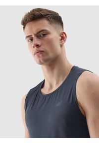 4f - 4F Tank top treningowy regular z materiału z recyklingu męski - granatowy S. Kolor: niebieski. Materiał: materiał. Wzór: gładki, jednolity, ze splotem. Sport: fitness #2