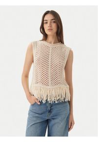 only - ONLY Top Kimmie 15365146 Beżowy Regular Fit. Kolor: beżowy. Materiał: syntetyk #1