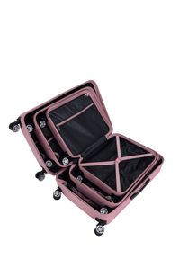 Ochnik - Komplet walizek na kółkach 19''/24''/28''. Kolor: różowy. Materiał: materiał, poliester, guma, kauczuk