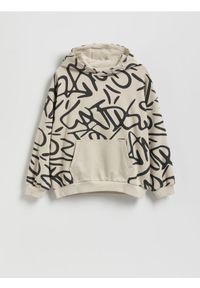 Reserved - Bluza oversize - beżowy. Kolor: beżowy. Materiał: bawełna, dzianina