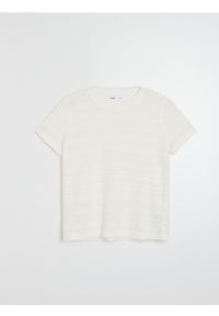 Sinsay - Swetrowa bluzka z ażurowym wzorem i domieszką lnu - kremowy. Kolor: kremowy. Materiał: len. Wzór: ażurowy #1