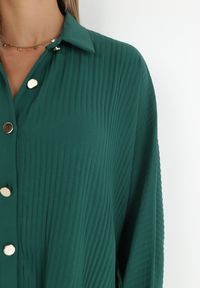 Born2be - Zielona Sukienka Plisowana Koszulowa Volno. Kolor: zielony. Materiał: tkanina. Sezon: zima. Typ sukienki: koszulowe #3