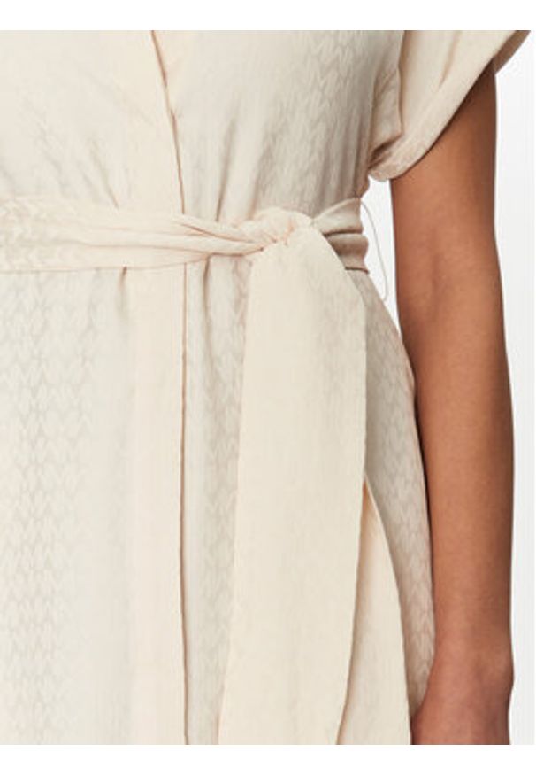 LOLA CASADEMUNT Sukienka koszulowa MS2516004 Écru Regular Fit. Materiał: wiskoza. Typ sukienki: koszulowe