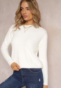 Renee - Biały Sweter Wełniany Elisabema. Kolor: biały. Materiał: wełna. Długość rękawa: długi rękaw. Długość: długie. Styl: klasyczny #3