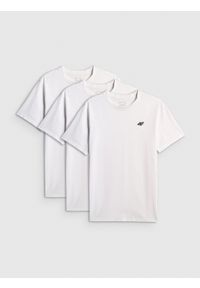 4f - 4F T-shirt regular gładki męski (3-pack) - biały L. Okazja: na co dzień. Kolor: biały. Materiał: bawełna, jeans, materiał. Wzór: gładki. Styl: casual, klasyczny #1