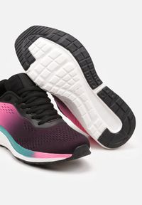 Born2be - Różowo-Czarne Płaskie Sznurowane Buty Sportowe Sneakersy Ozdobione Kolorowym Paskiem Risanny. Zapięcie: pasek. Kolor: różowy. Wzór: aplikacja, kolorowy. Obcas: na płaskiej podeszwie #4