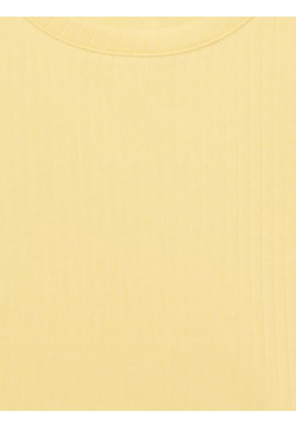 Big-Star - Koszulka damska w prążek żółta Imija 200. Okazja: na co dzień. Kolor: żółty. Materiał: prążkowany, dzianina, jeans, materiał. Długość rękawa: krótki rękaw. Wzór: prążki. Sezon: wiosna, lato. Styl: casual, elegancki
