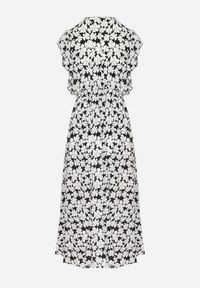 Born2be - Czarna Bawełniana Sukienka w Kwiatki o Rozkloszowanym Kroju z Gumką Alanilia. Okazja: na co dzień. Typ kołnierza: dekolt w kształcie V. Kolor: czarny. Wzór: kwiaty. Typ sukienki: rozkloszowane. Materiał: bawełna. Długość rękawa: krótki rękaw. Sezon: wiosna, lato. Styl: casual, elegancki #2