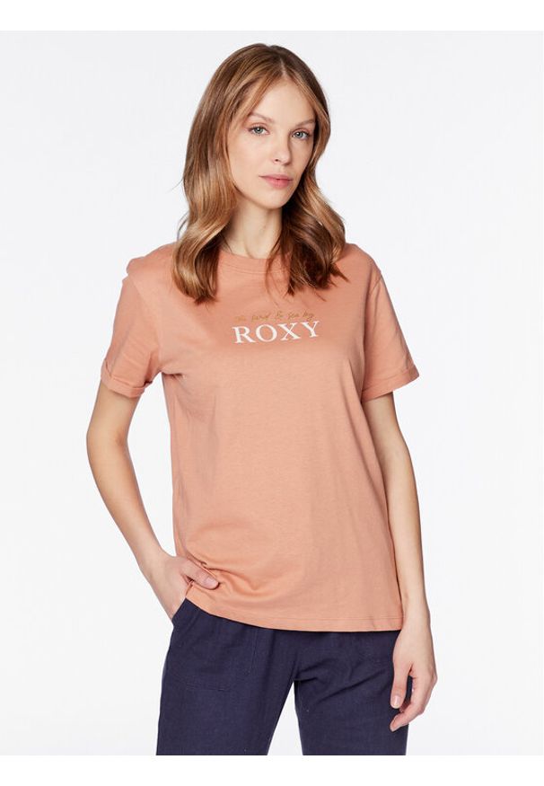 Roxy T-Shirt Noon Ocean ERJZT05490 Pomarańczowy Regular Fit. Kolor: pomarańczowy. Materiał: bawełna