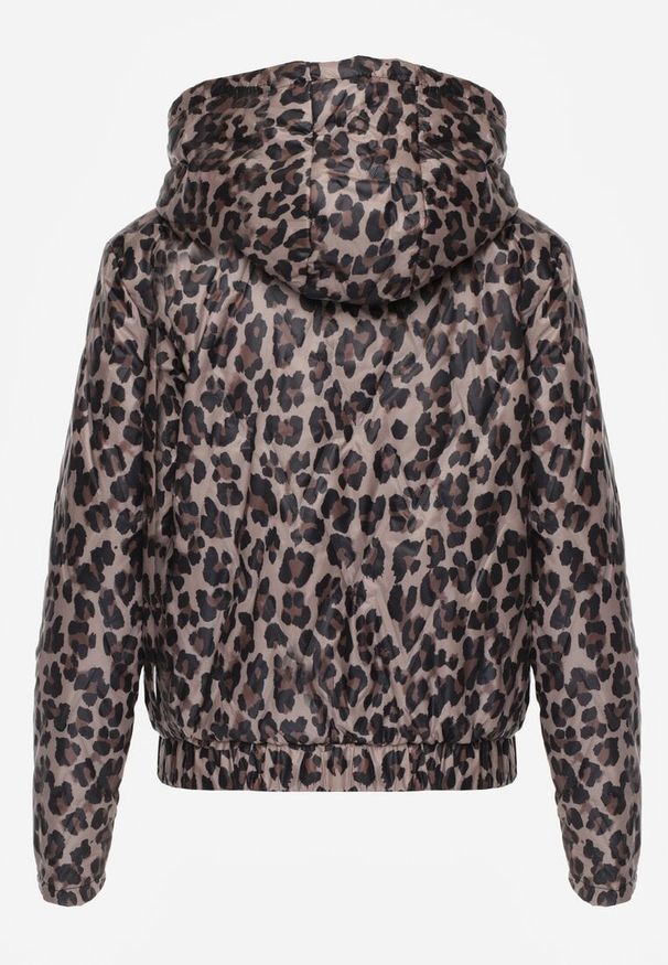 Renee - Ciemnobeżowa Panterkowa Kurtka z Odpinanym Kapturem Anastaera. Kolor: beżowy. Materiał: poliester. Długość rękawa: długi rękaw. Sezon: wiosna