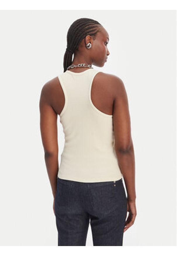 Patrizia Pepe Top 8M1768/J373-W413 Beżowy Slim Fit. Kolor: beżowy. Materiał: bawełna