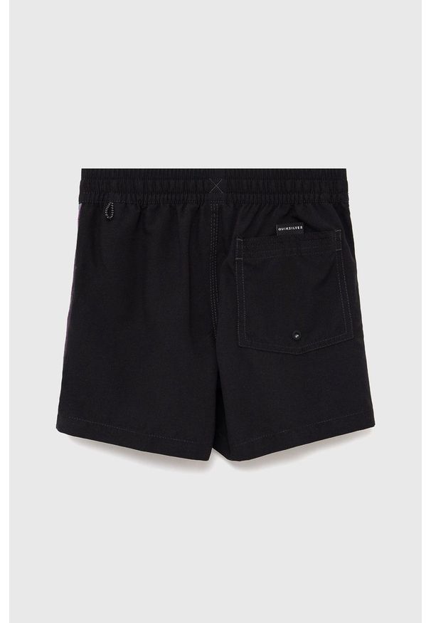 Quiksilver Szorty kąpielowe dziecięce kolor czarny. Kolor: czarny. Materiał: włókno. Wzór: nadruk