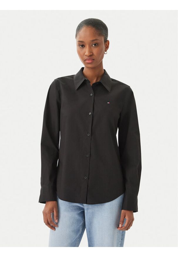 TOMMY HILFIGER - Tommy Hilfiger Koszula WW0WW47169 Czarny Regular Fit. Kolor: czarny. Materiał: bawełna