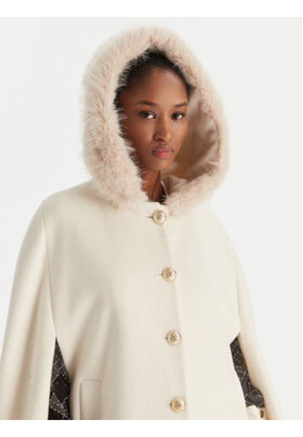 YES LONDON Płaszcz wełniany CD1223ECO Écru Regular Fit. Materiał: syntetyk
