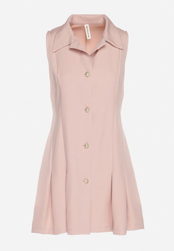 Born2be - Różowa Koszulowa Sukienka z Ozdobnymi Guzikami Redellee. Okazja: na spacer, na co dzień. Typ kołnierza: kołnierzyk klasyczny. Kolor: różowy. Typ sukienki: koszulowe. Styl: casual, klasyczny