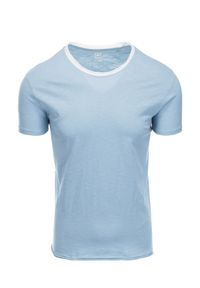 Ombre Clothing - T-shirt męski bawełniany - błękitny V4 S1385 - XXL. Kolor: niebieski. Materiał: bawełna. Styl: klasyczny #2