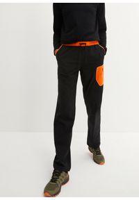 bonprix - Spodnie funkcjonalne ze stretchem 4-way i kieszeniami, z materiału odpychającego wodę. Kolor: czarny. Materiał: materiał