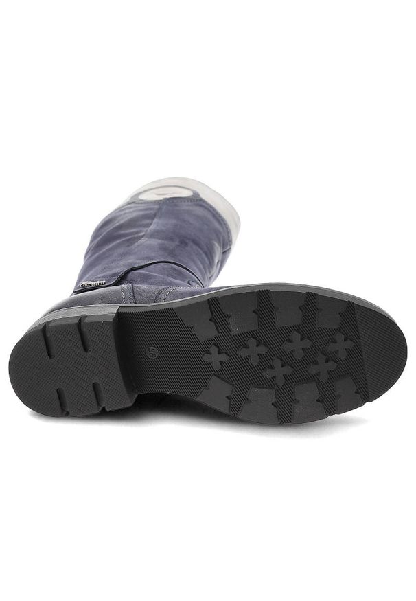 Granatowe Kozaki Karino Damskie Wygodne Obuwie. Okazja: na spacer. Kolor: niebieski. Materiał: skóra, zamsz. Sezon: jesień. Styl: elegancki