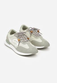 Renee - Zielone Sneakersy Ozdobione Geometrycznym Motywem Phiaronei. Okazja: na co dzień. Kolor: zielony. Materiał: jeans. Wzór: geometria, aplikacja #7