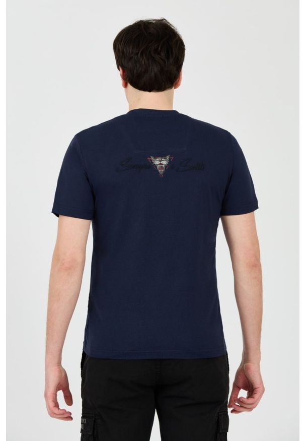 Aeronautica Militare - AERONAUTICA MILITARE Granatowy t-shirt Short Sleeve. Kolor: niebieski