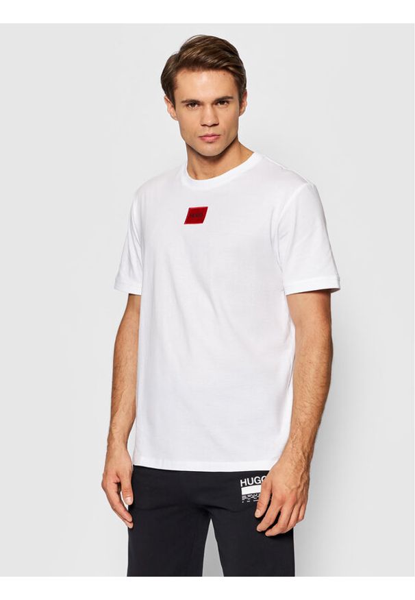 Hugo T-Shirt Diragolino 212 50447978 Biały Regular Fit. Kolor: biały. Materiał: bawełna
