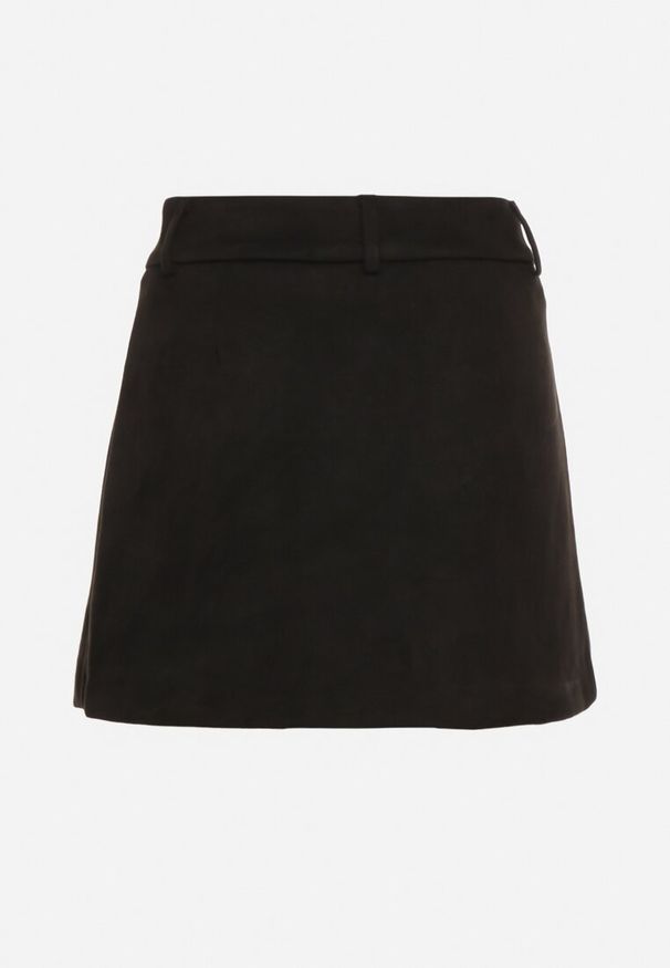 Born2be - Czarna Spódnica VICES Mini z Imitacji Zamszu Tavite. Okazja: na co dzień. Stan: podwyższony. Kolor: czarny. Materiał: zamsz. Styl: klasyczny, casual, elegancki
