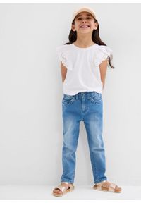 bonprix - Dżinsy ze stretchem, mid waist, Tapered. Kolor: niebieski