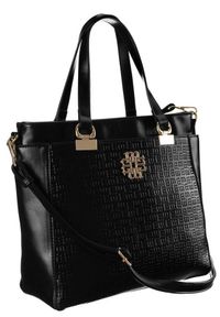 Shopper bag czarny tłoczony Monnari BAG2850-M20. Kolor: czarny. Materiał: skórzane. Styl: elegancki #1