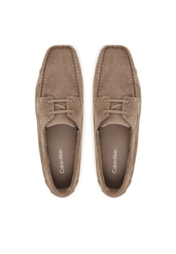 Calvin Klein Mokasyny Driver Boat Su HM0HM02084 Beżowy. Kolor: beżowy. Materiał: zamsz, skóra