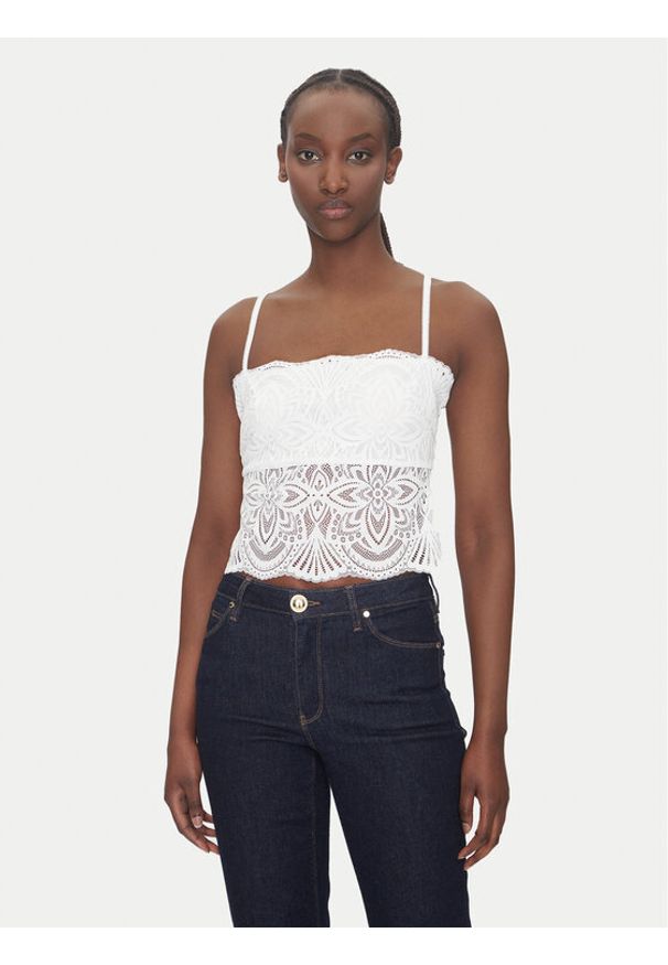 Morgan Top 242-BINGO Écru Slim Fit. Kolor: kremowy. Materiał: syntetyk