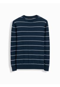 Ombre Clothing - Casualowy męski sweter w poziome paski – granatowy V1 - Rozmiar: XXL. Okazja: na co dzień. Kolor: niebieski. Materiał: nylon, włókno, materiał, bawełna. Wzór: paski. Styl: casual #9